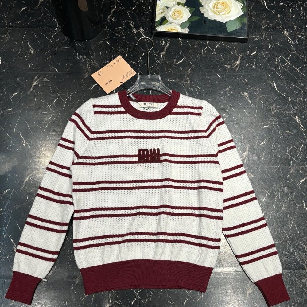 Miu Miu striped crew neck sweater for women